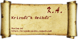 Krizsák Anikó névjegykártya