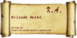 Krizsák Anikó névjegykártya